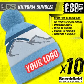 10x Beechfield Mountain Peaks Beanies With Embroidery