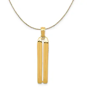 14k Yellow Gold 3D Pair of Snow Skis Necklace