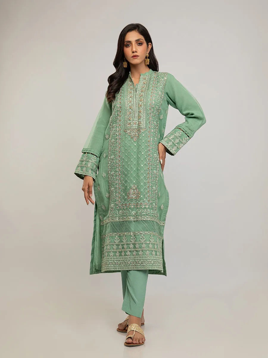 2pc - Stitched Luxury Suit Organza Suit