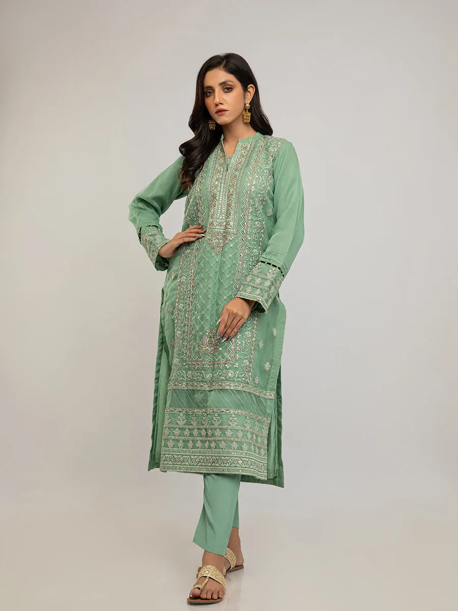 2pc - Stitched Luxury Suit Organza Suit