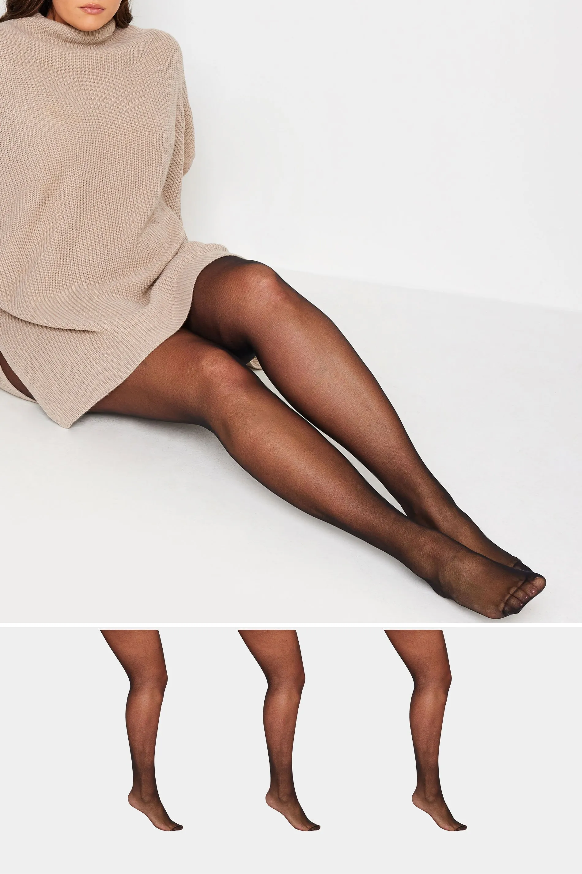 3 PACK Black 20 Denier Ladder Resist Tights