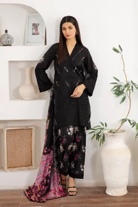 3-Pc Charizma Unstitched Embroidered Lawn With Chiffon Dupatta CM23-07