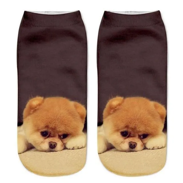 3D Print Unisex Cute Low Cut Ankle Length Socks in Multiple Colors