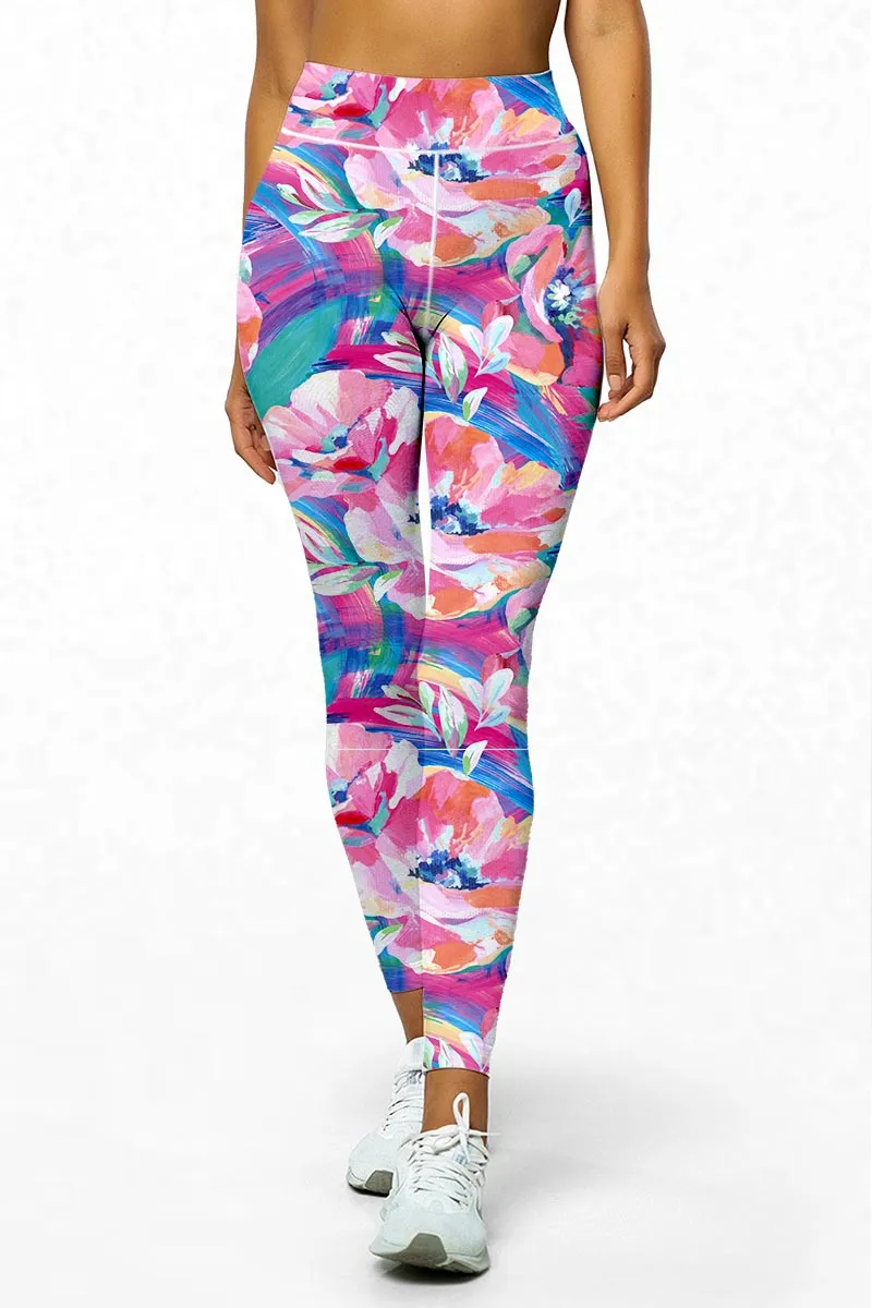 Active Full-Length Leggings - PASTEL POPPY