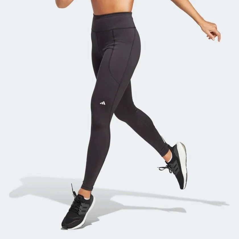 adidas Dailyrun Womens Running Tights Ladies Gym Leggings Pocket Black