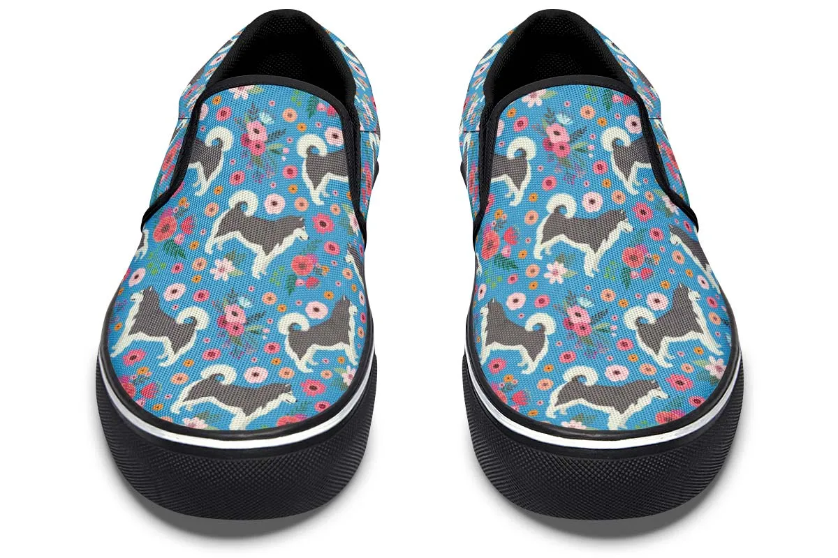 Alaskan Malamute Flower Slip-On Shoes