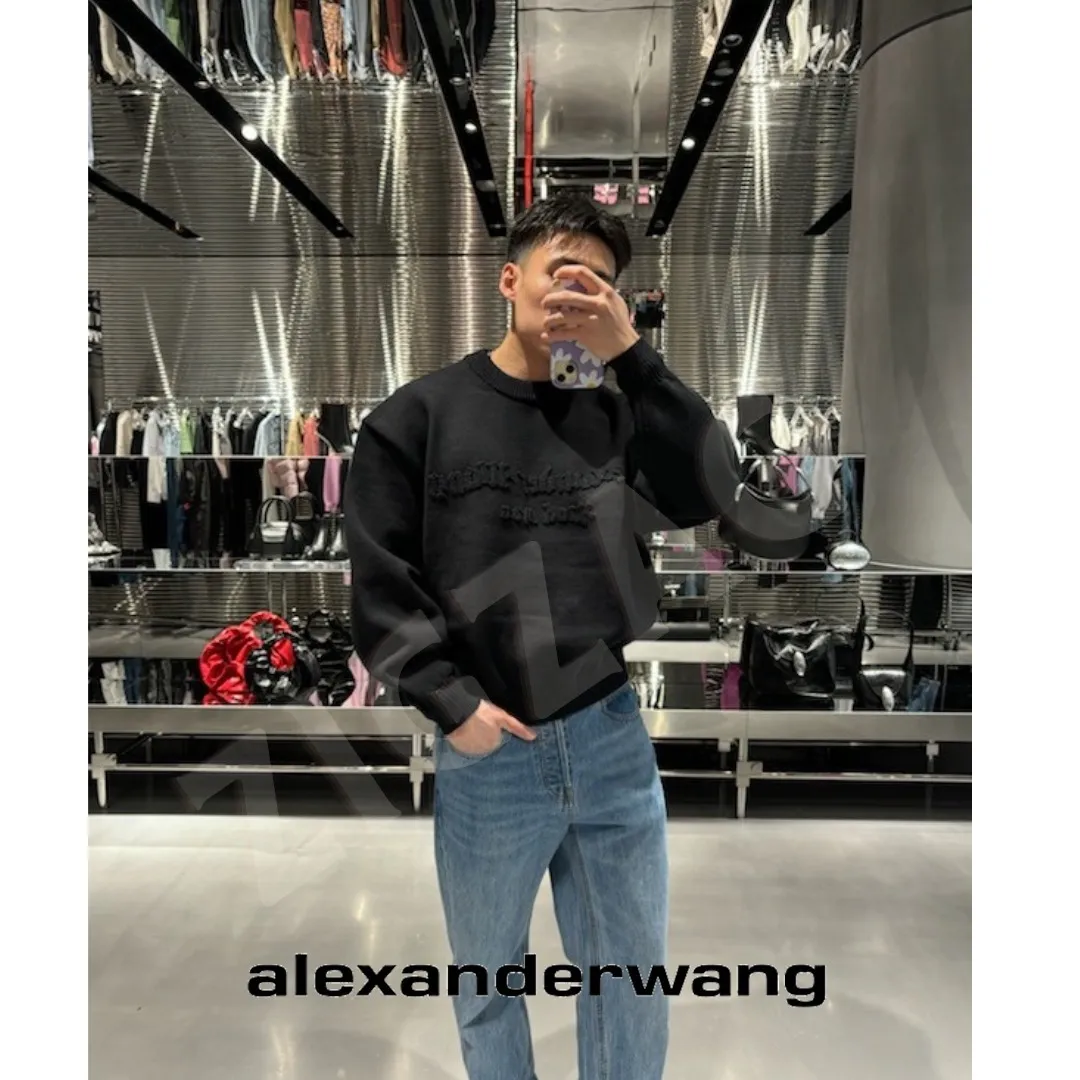 Alexander Wang  |Crew Neck Unisex Street Style Long Sleeves Plain Logo