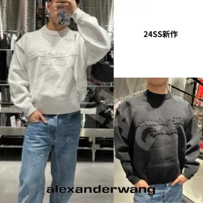 Alexander Wang  |Crew Neck Unisex Street Style Long Sleeves Plain Logo