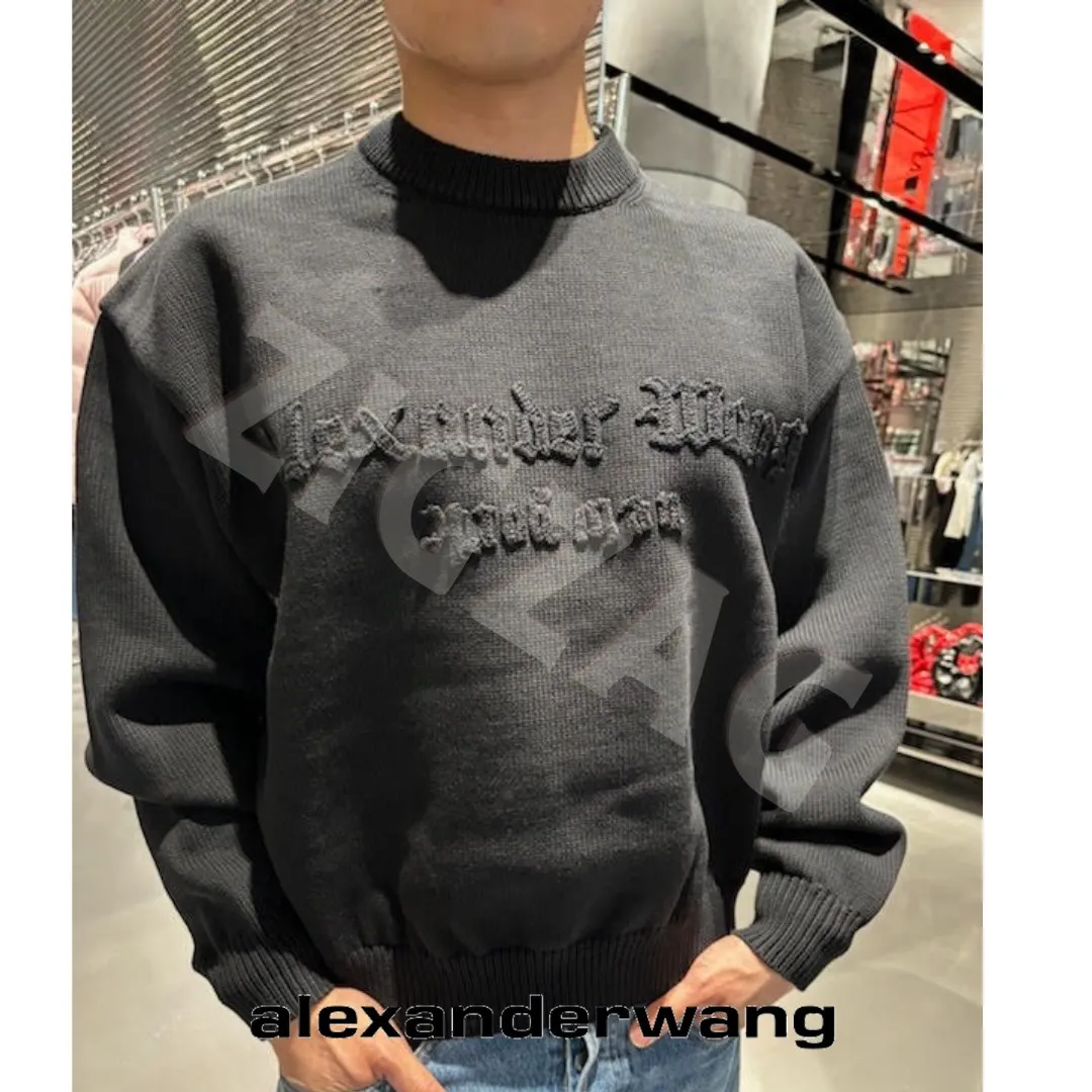 Alexander Wang  |Crew Neck Unisex Street Style Long Sleeves Plain Logo