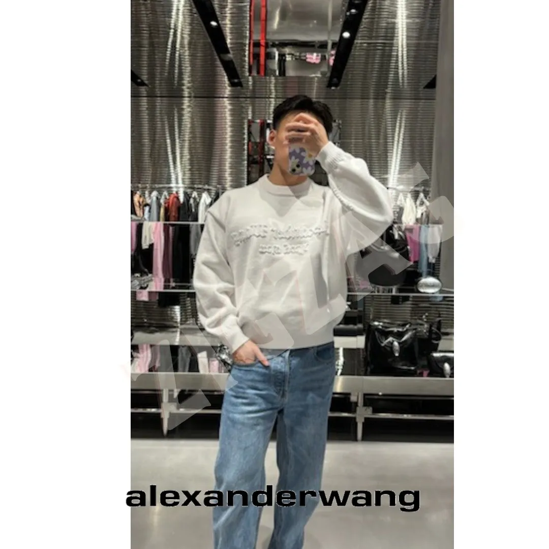 Alexander Wang  |Crew Neck Unisex Street Style Long Sleeves Plain Logo