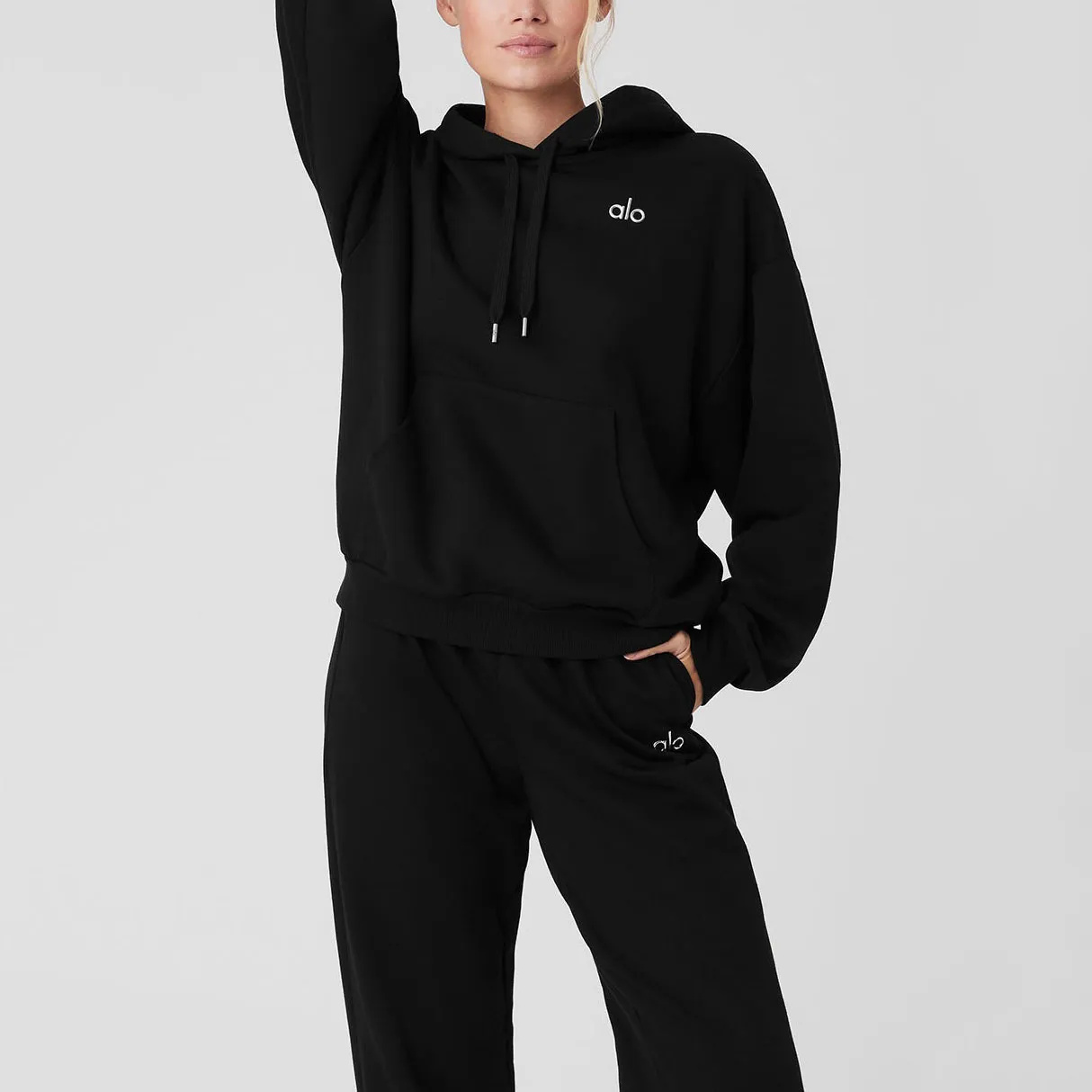 ALO Yoga  |Unisex Street Style Long Sleeves Plain Oversized Logo