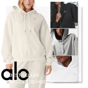 ALO Yoga  |Unisex Street Style Long Sleeves Plain Oversized Logo