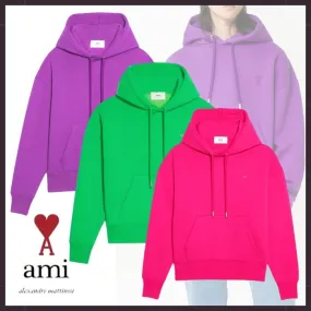 AMI PARIS  |Heart Street Style Long Sleeves Plain Cotton Medium Logo