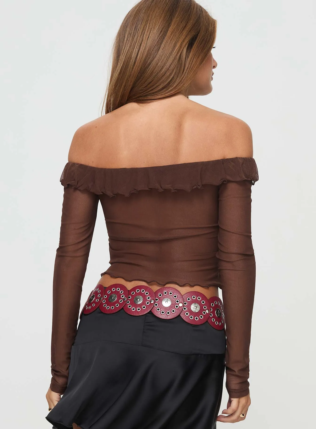 Atreus Off The Shoulder Top Brown