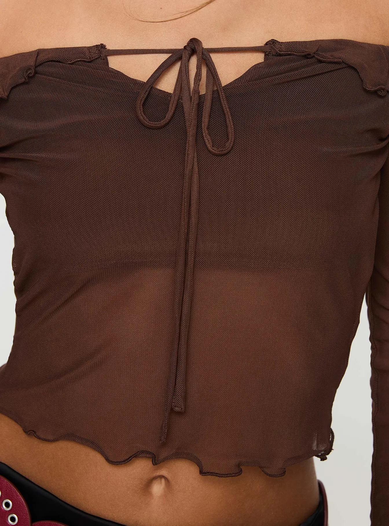 Atreus Off The Shoulder Top Brown