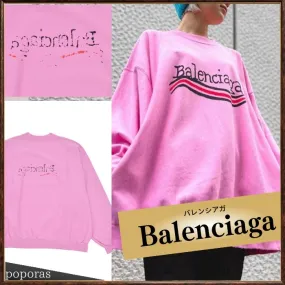 BALENCIAGA  |Crew Neck Street Style Long Sleeves Plain Cotton