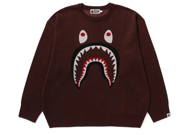 Bape Shark Jacquard Knit Sweater Brown