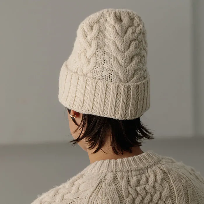 Bare Knitwear Woman Porteau Cable Beanie Ecru Cream