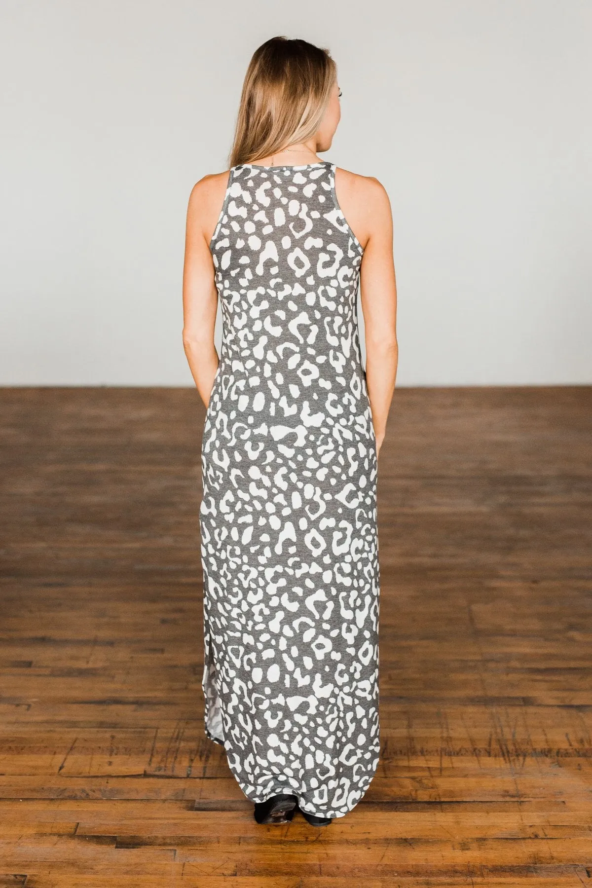 Be The Change Sleeveless Maxi Dress- Charcoal & Ivory