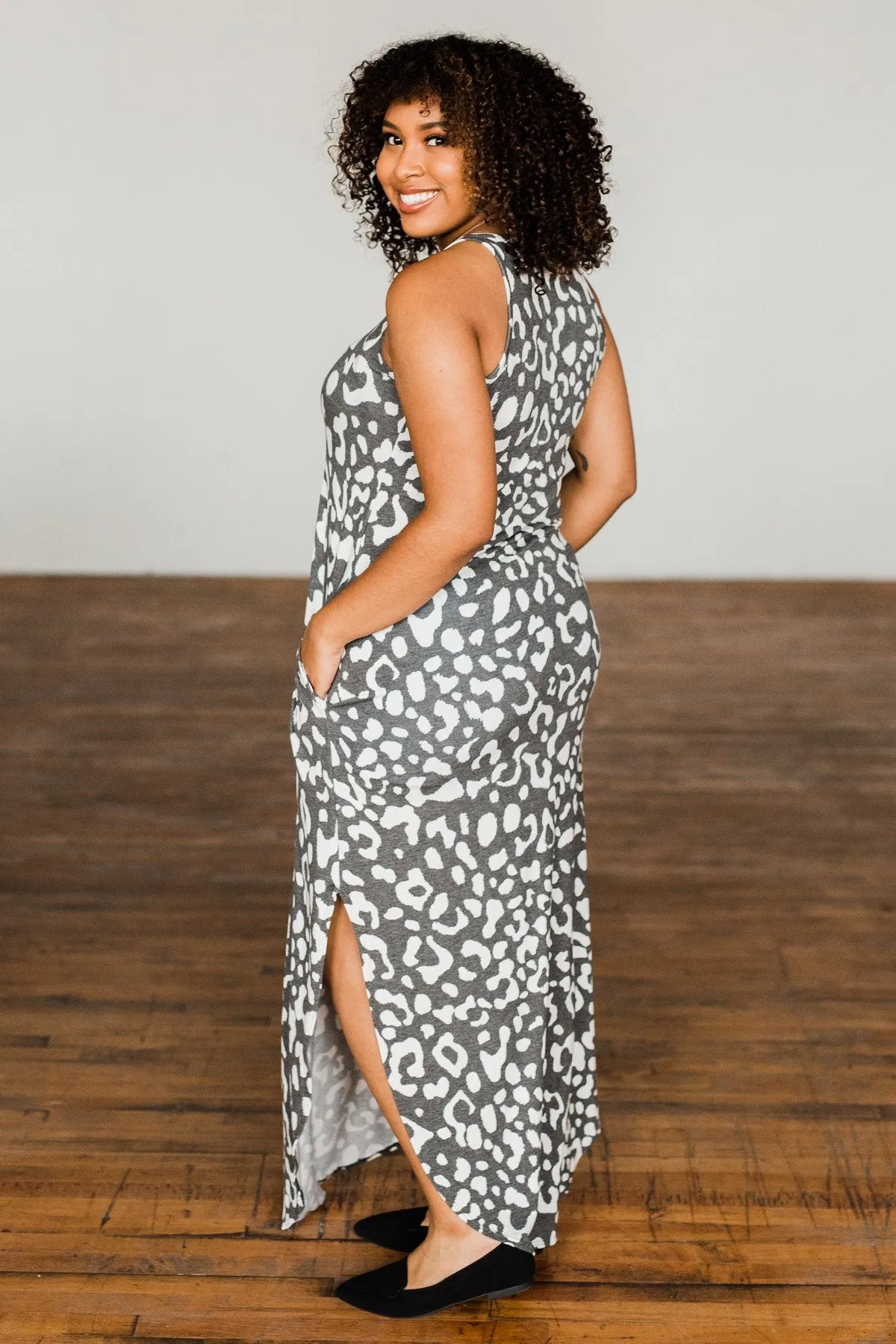 Be The Change Sleeveless Maxi Dress- Charcoal & Ivory