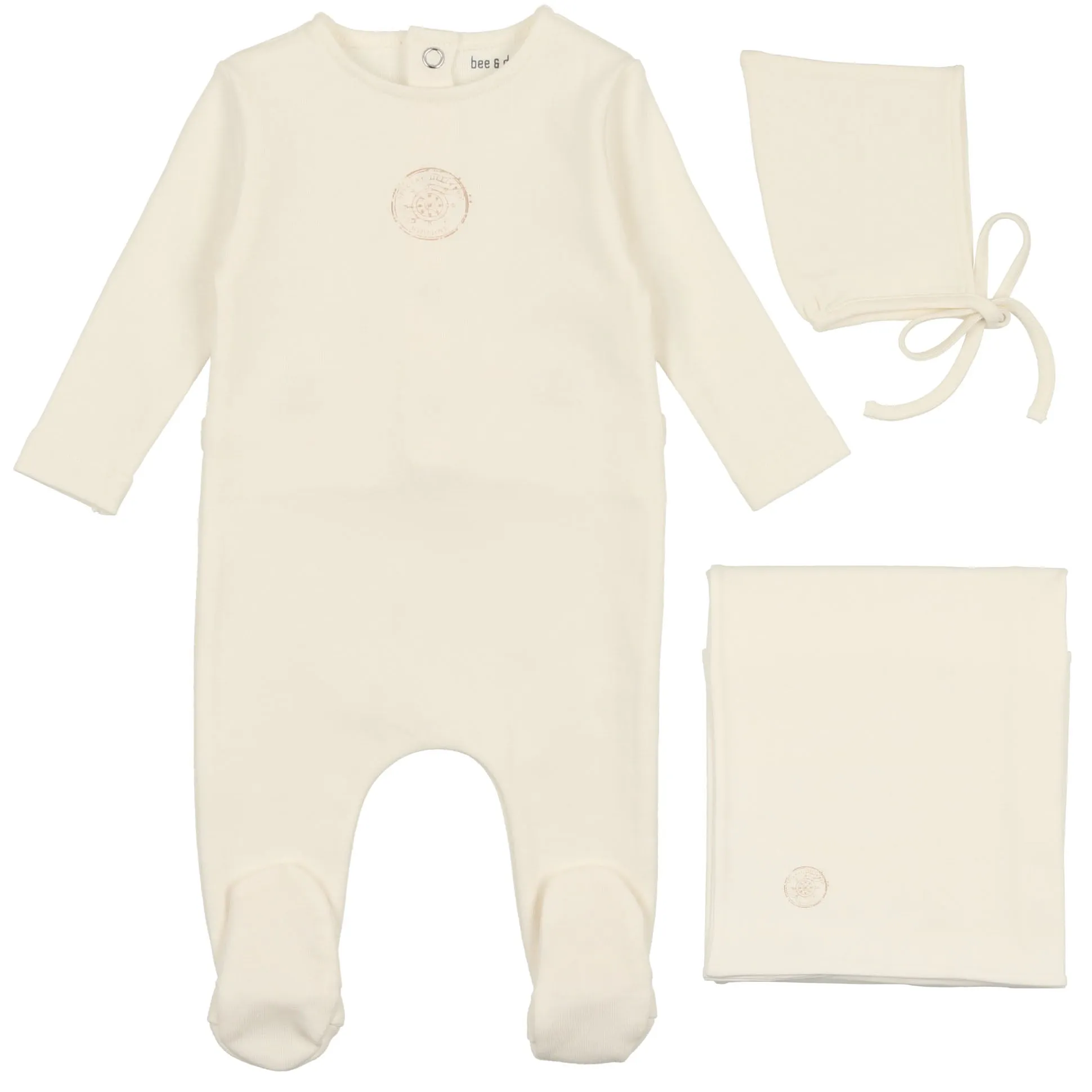 Bee & Dee Snow White Cotton Small Print Layette Set