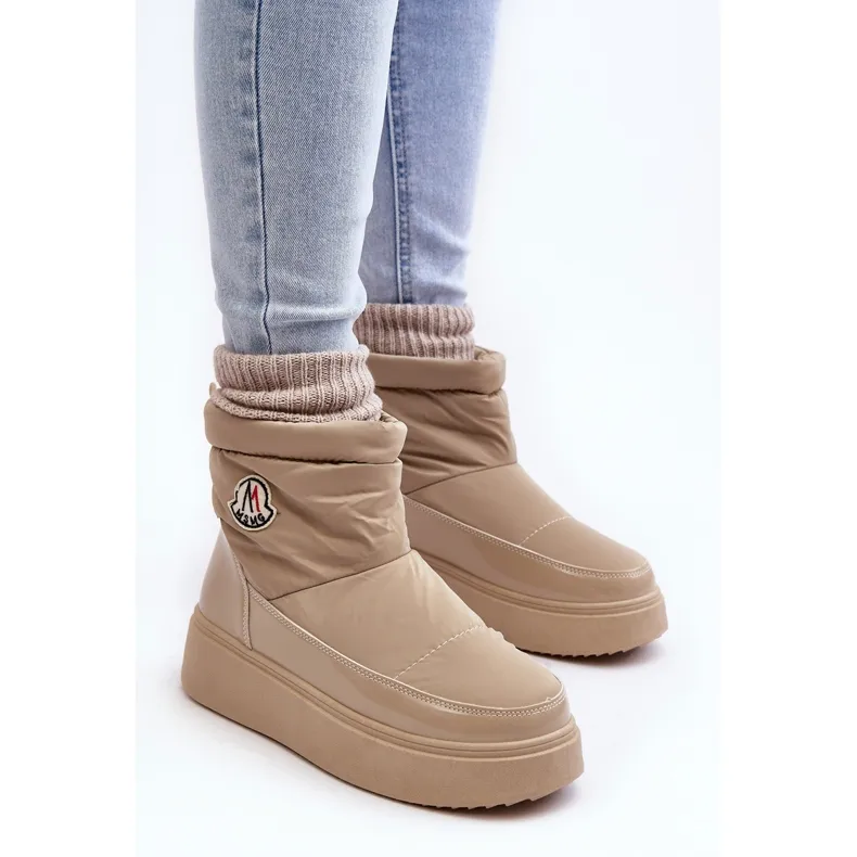 Beige Gattea Women's Slip-On Snow Boots On Platform