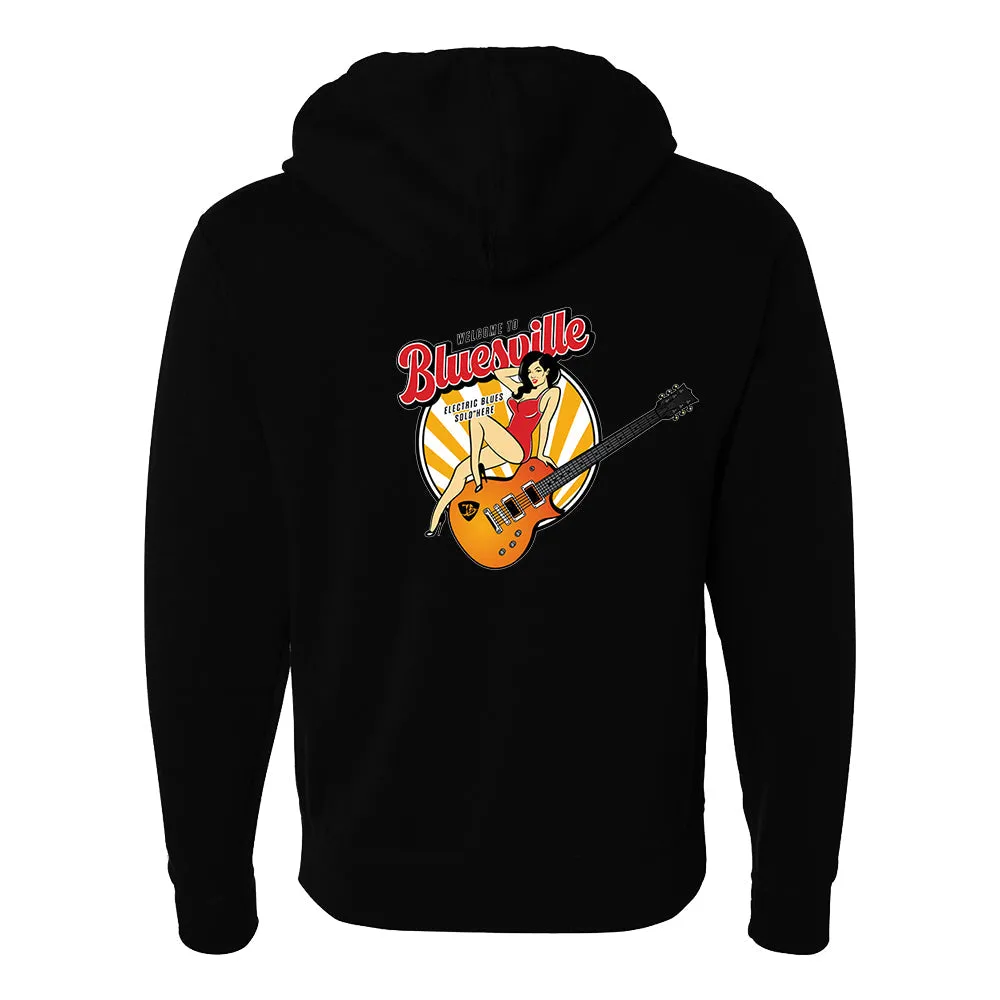 Bluesville Pin Up Girl Zip-Up Hoodie (Unisex)