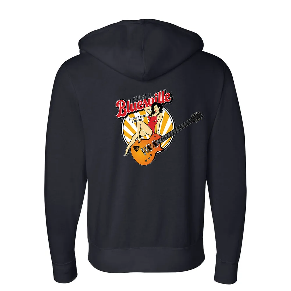 Bluesville Pin Up Girl Zip-Up Hoodie (Unisex)