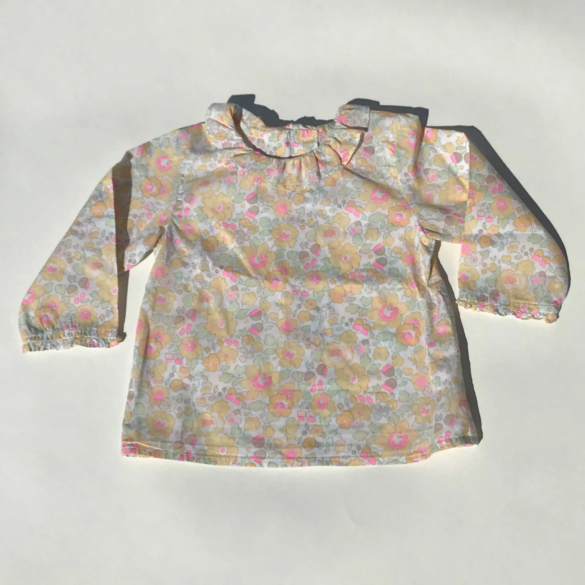 Bonpoint Lemon Curd Betsy Liberty Print Baby Blouse With Frill Collar