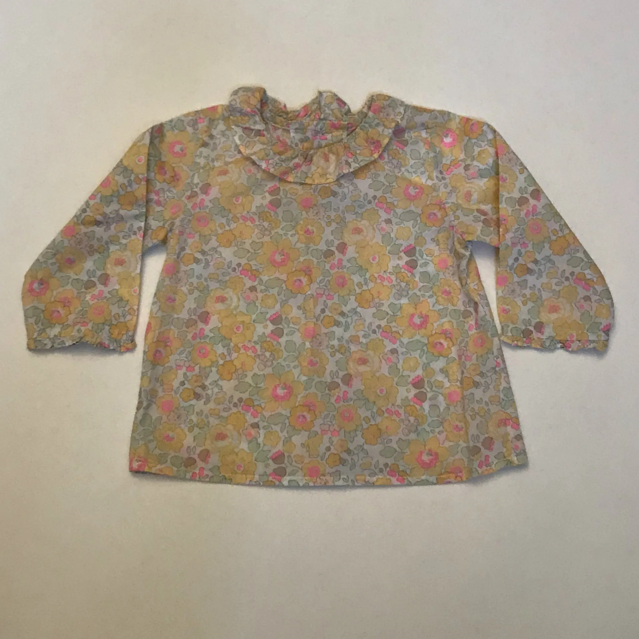 Bonpoint Lemon Curd Betsy Liberty Print Baby Blouse With Frill Collar