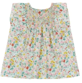 Bonpoint Mint Liberty Print Dress With Smocking : 3 Years