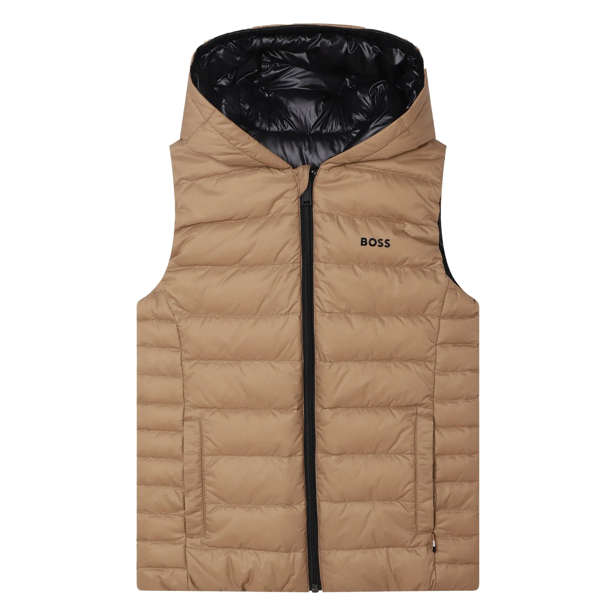 BOSS REVERSIBLE VEST BLACK AND STONE