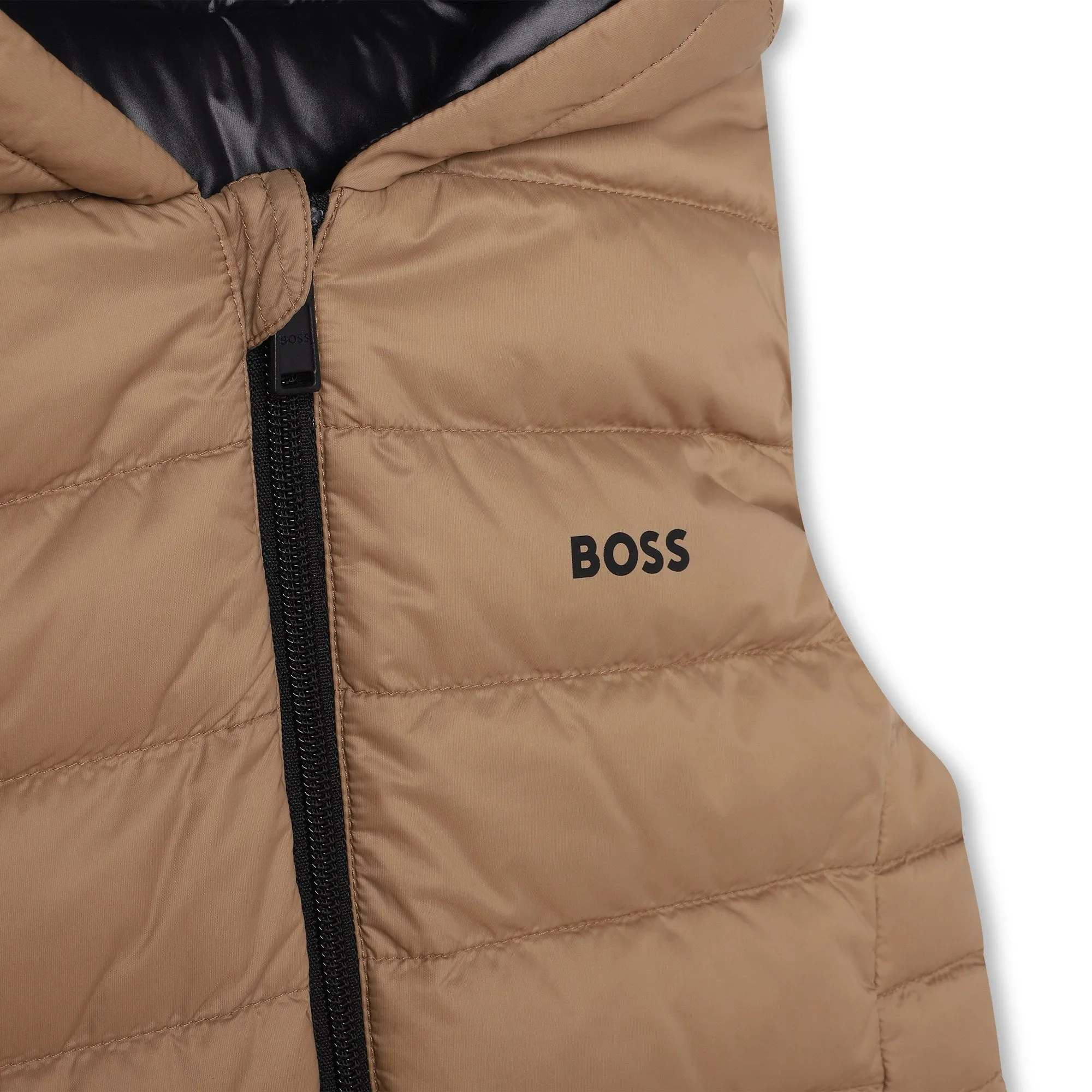 BOSS REVERSIBLE VEST BLACK AND STONE