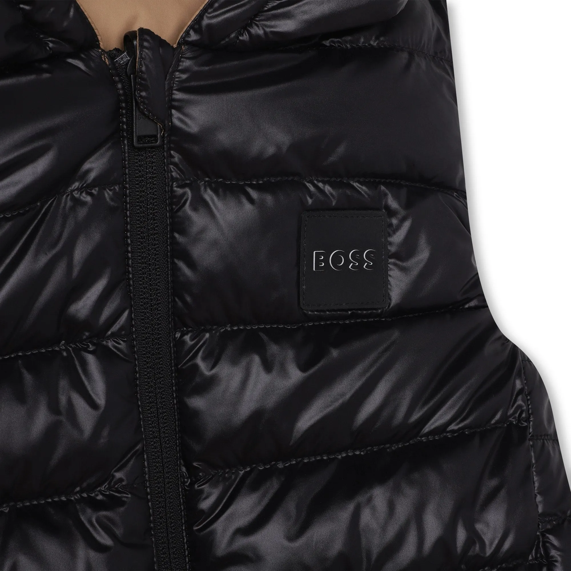 BOSS REVERSIBLE VEST BLACK AND STONE