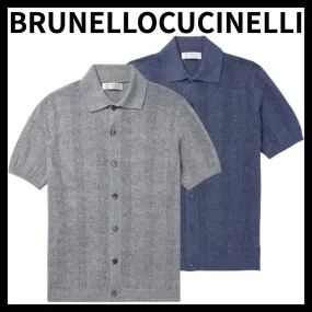 BRUNELLO CUCINELLI  |Button-down Stripes Unisex Linen Blended Fabrics Sleeveless