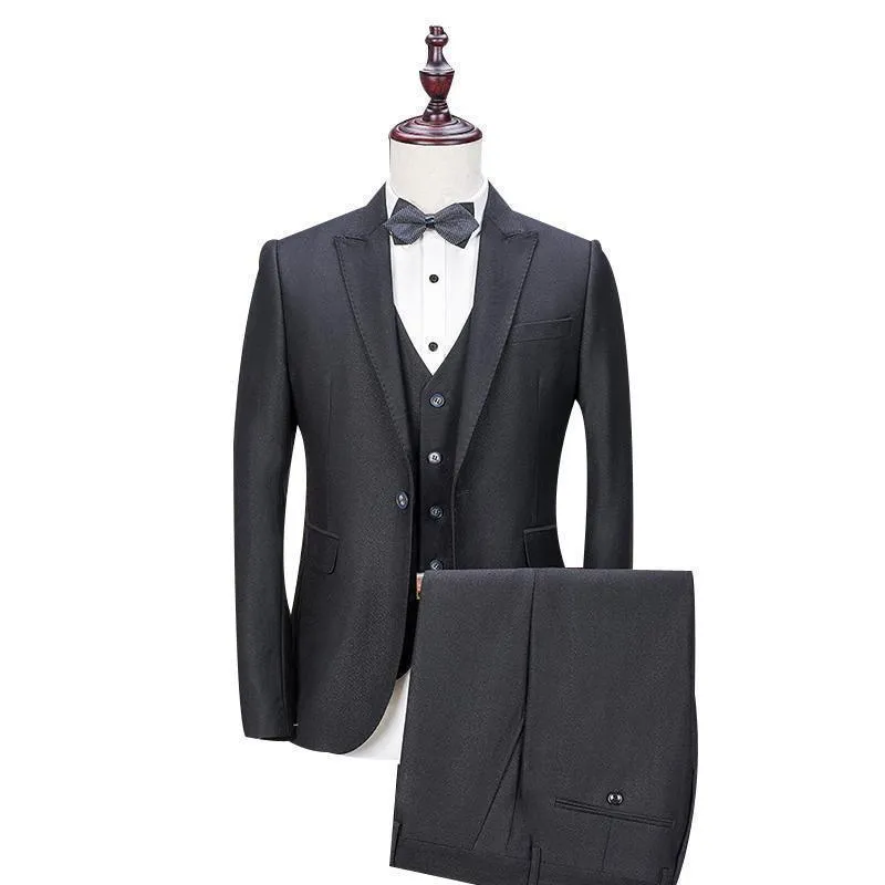 Business Style Men's Suit 3-Piece Suit Blazer + Pant + Vest Black