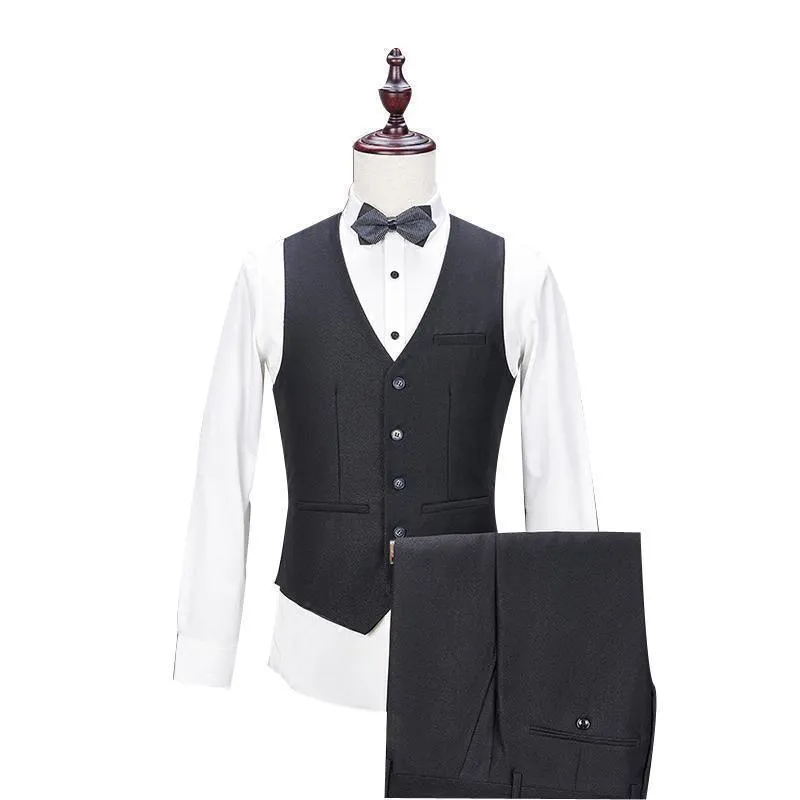 Business Style Men's Suit 3-Piece Suit Blazer + Pant + Vest Black