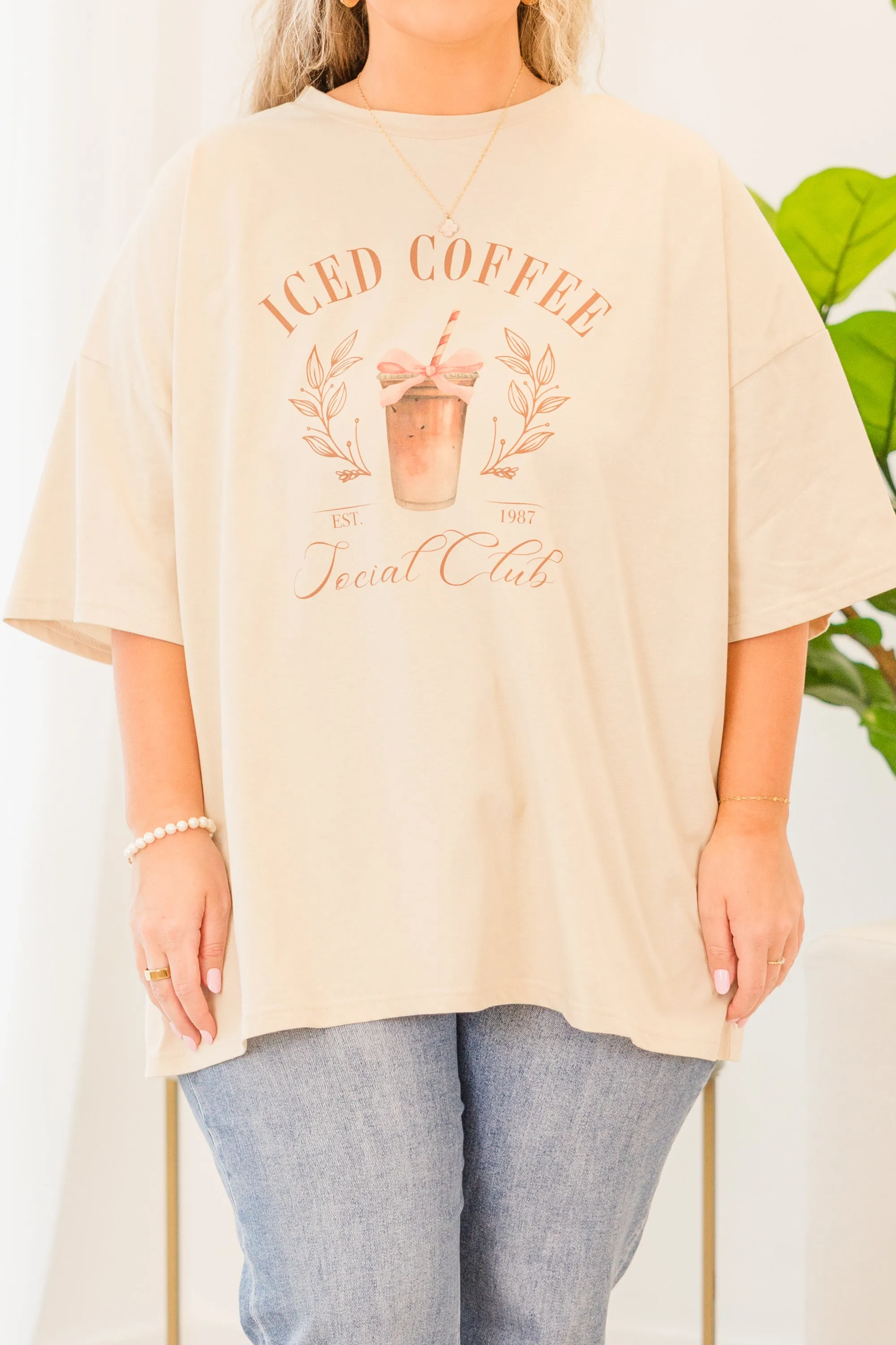 Caffeine Queen Boyfriend Tee, Dust