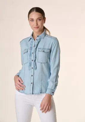 Camicia jeans chiaro tasconi e rouche