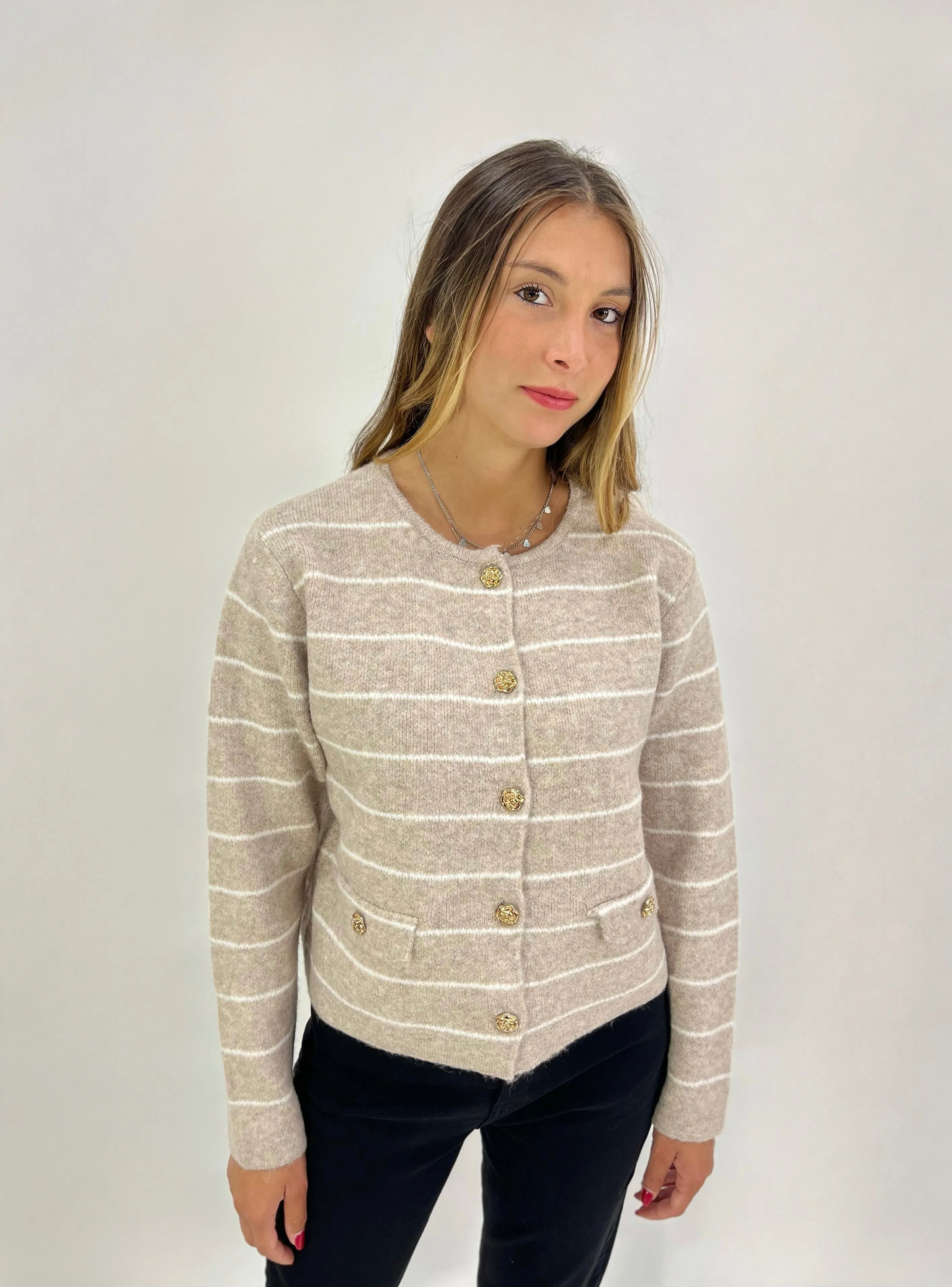 Cardigan a righe con bottoni