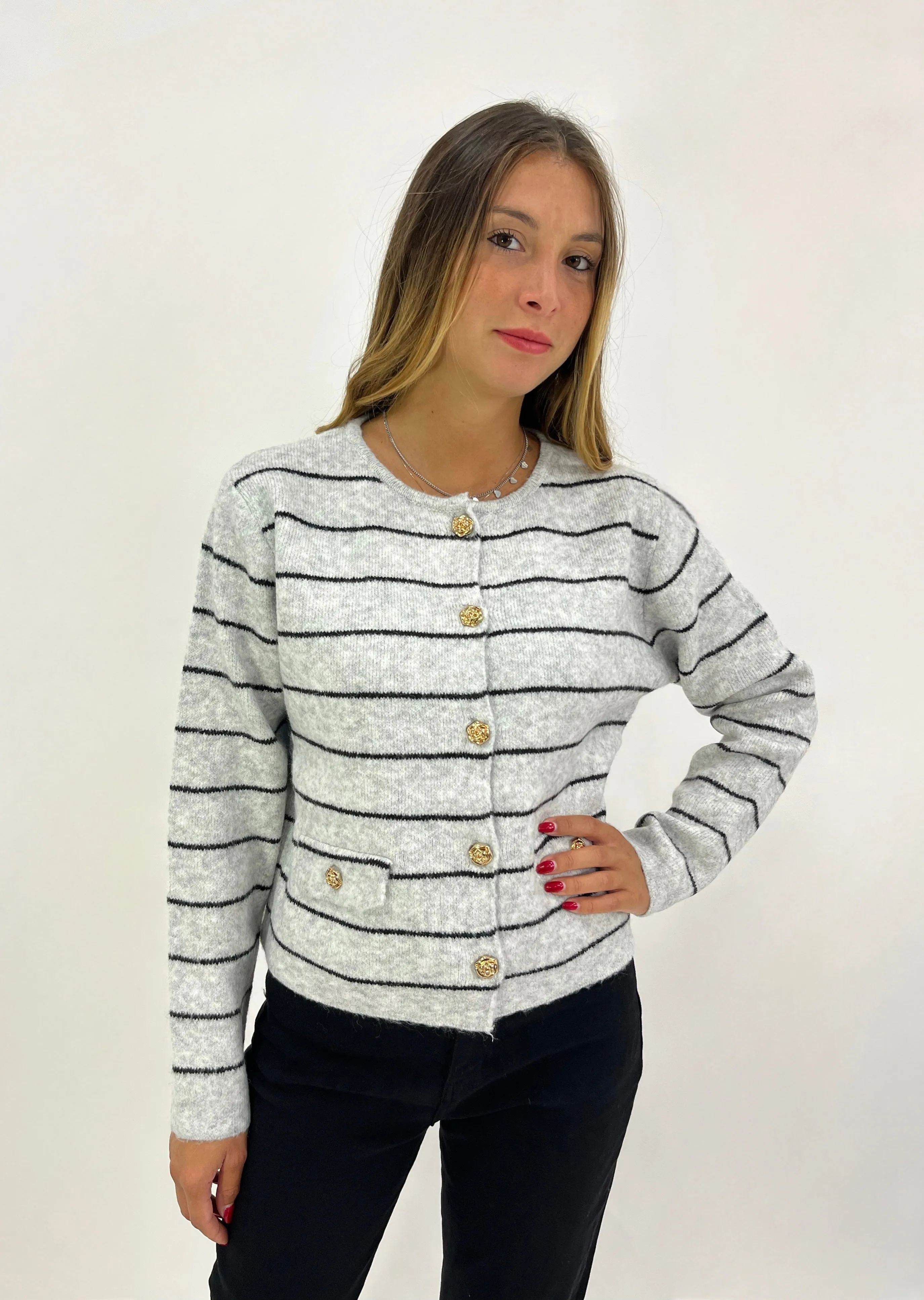 Cardigan a righe con bottoni