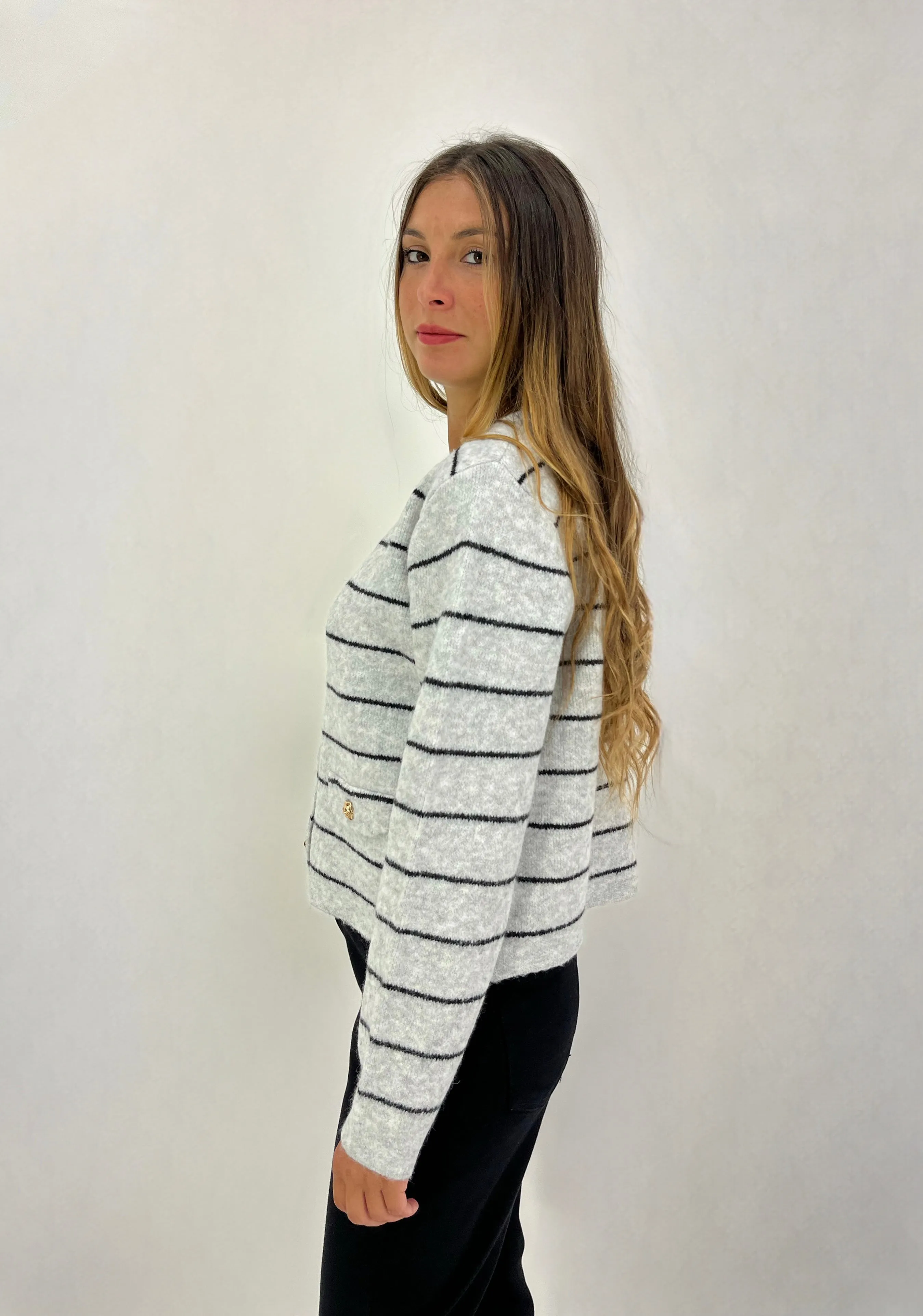 Cardigan a righe con bottoni