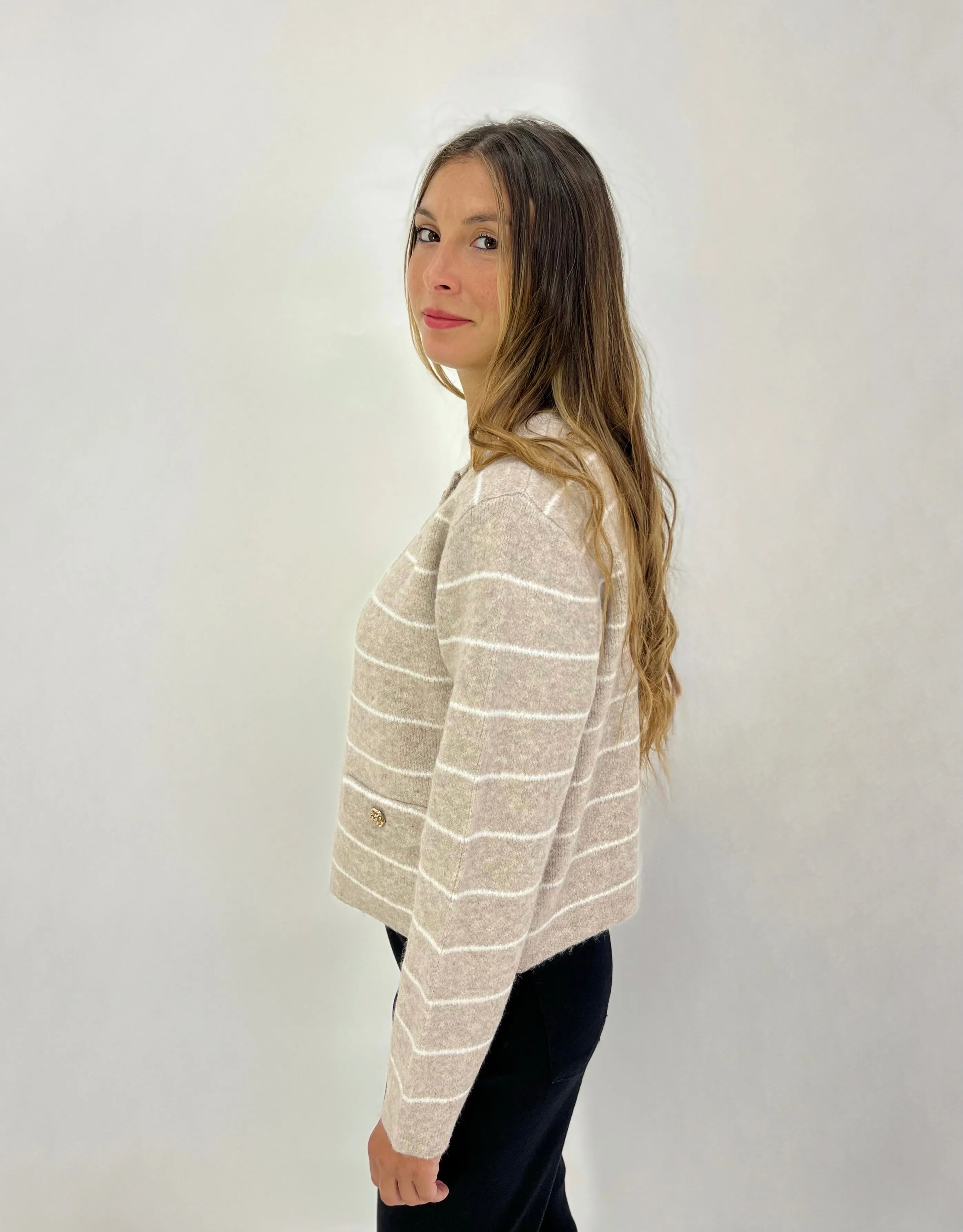 Cardigan a righe con bottoni