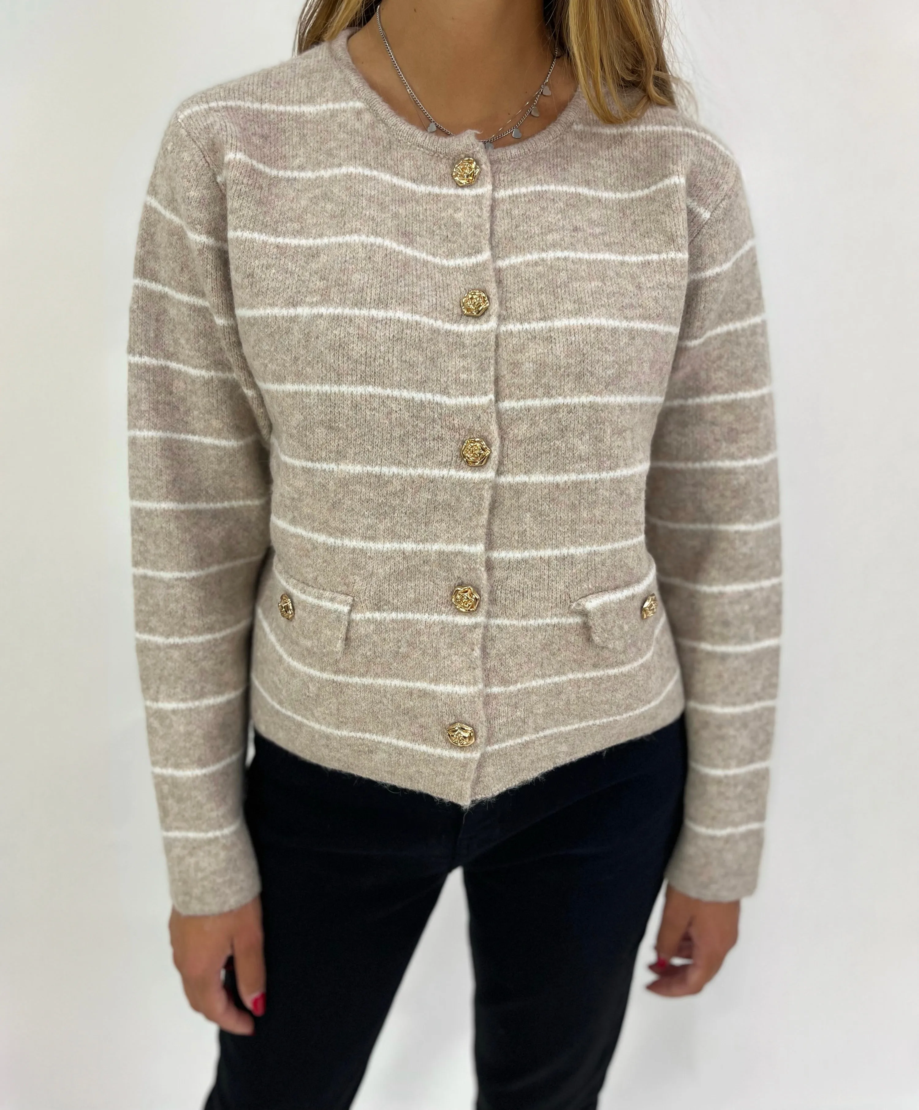 Cardigan a righe con bottoni