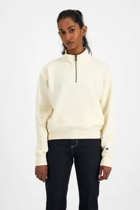 CHAMPION WOMEN'S ROCHESTER TECH QUARTER ZIP CREAM SWEATSHIRT