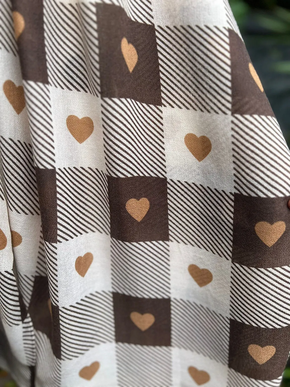 Chocolate Heart Checked Scarf