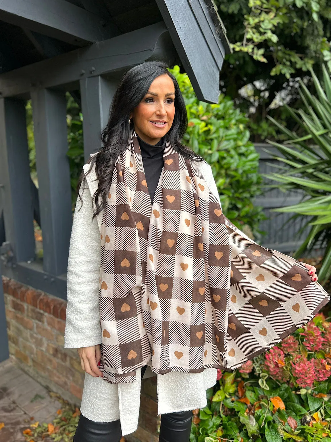 Chocolate Heart Checked Scarf