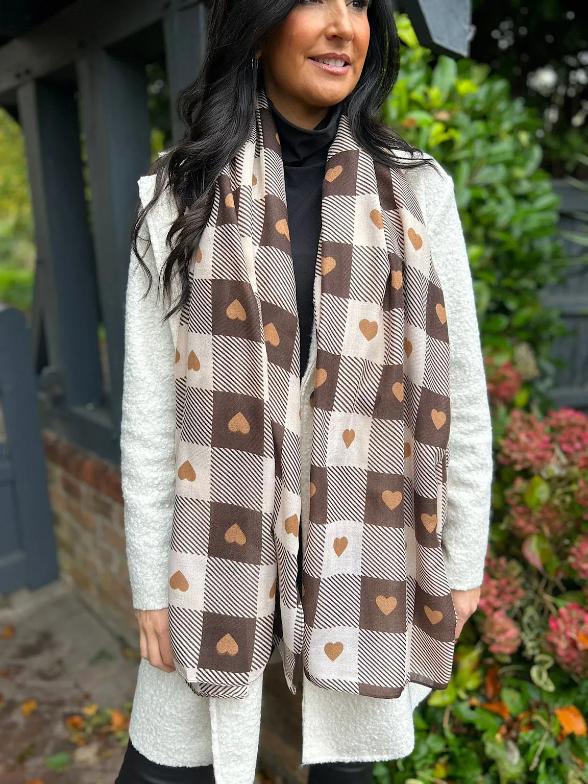 Chocolate Heart Checked Scarf