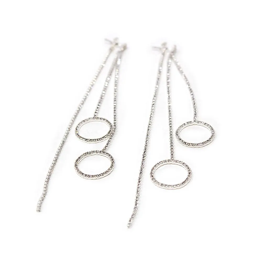 Clear Crystal Open Circle Front Back Earrings