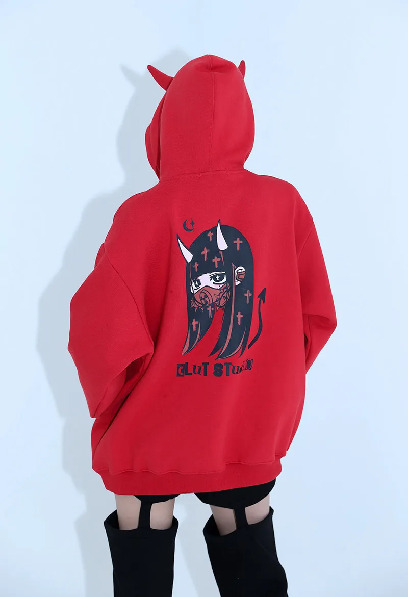 CLUT STUDIO  |●CLUT STUDIO● ZEPETO X devil hoodie - RED / unisex